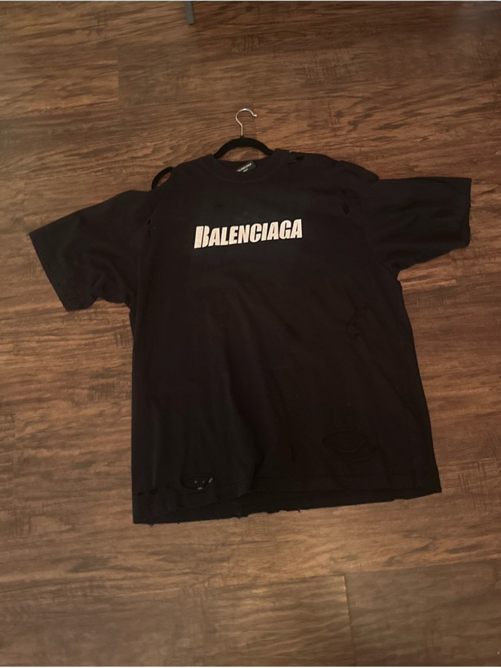 Balenciaga Black T-Shirt with White Logo Print